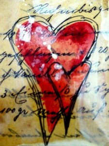 Herz gemalt auf altes Papier 2